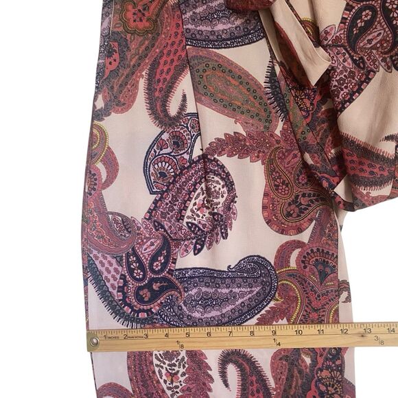 Isle Melis Kozan Wide Leg Pants Small Paisley Pink Belted Boho Coastal Resort - Picture 7 of 9